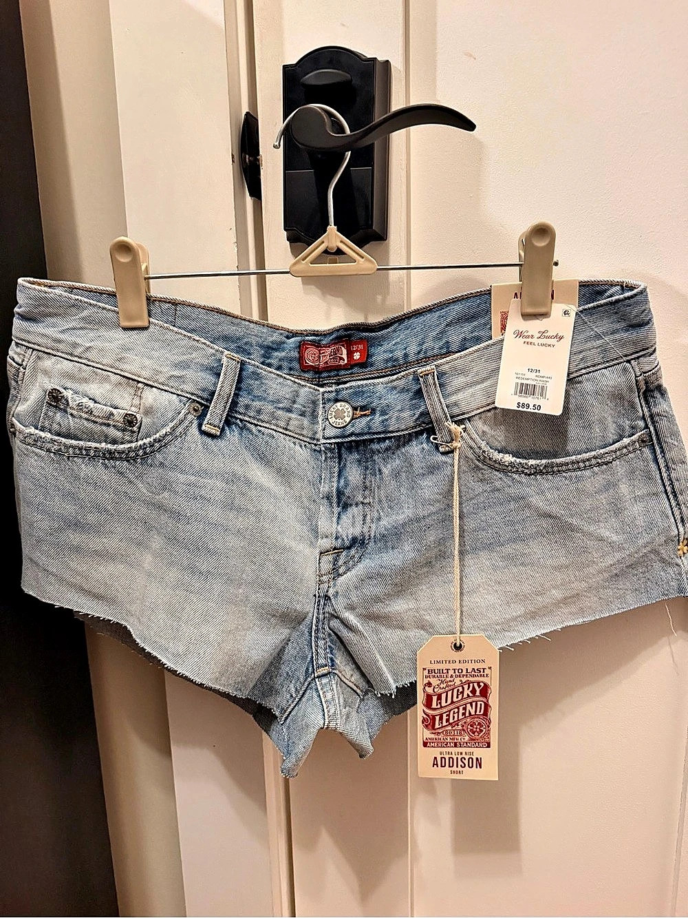 Lucky Brand Addison Ultra Low-Rise Shorts Blue Waist 12/31